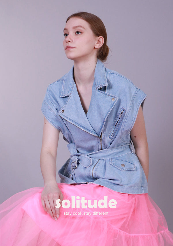 DENIM SLEEVELESS JACKET