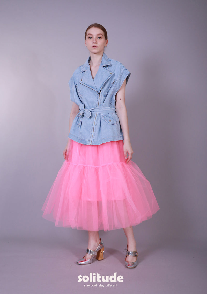 DENIM SLEEVELESS JACKET
