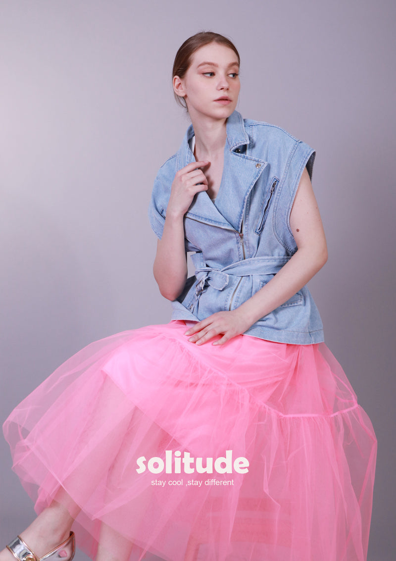 DENIM SLEEVELESS JACKET
