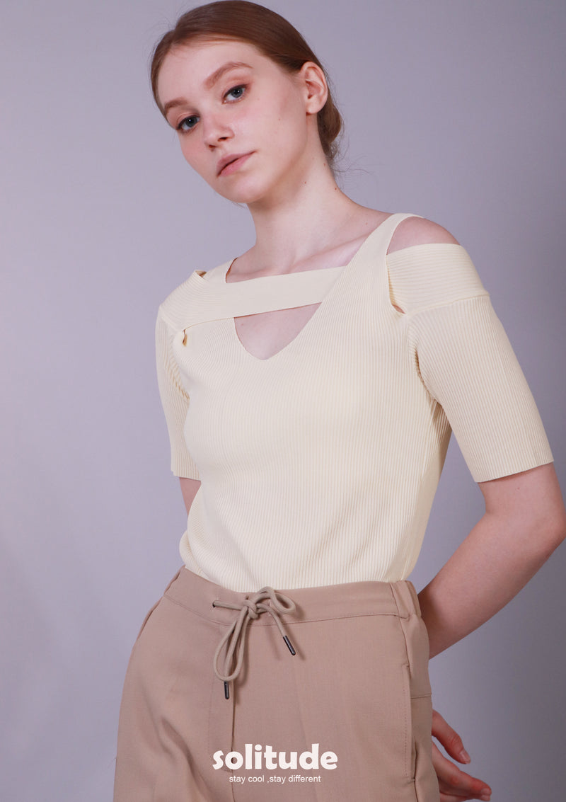 LIGHT YELLOW RIBBED TOP