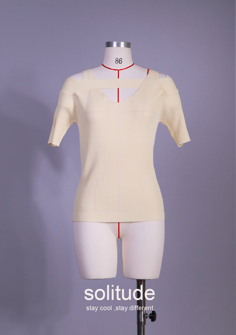 LIGHT YELLOW RIBBED TOP