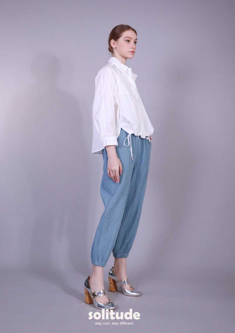 WHITE DRAWSTRING SHIRT