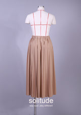 MIXED FABRIC PLEATED SKIRT