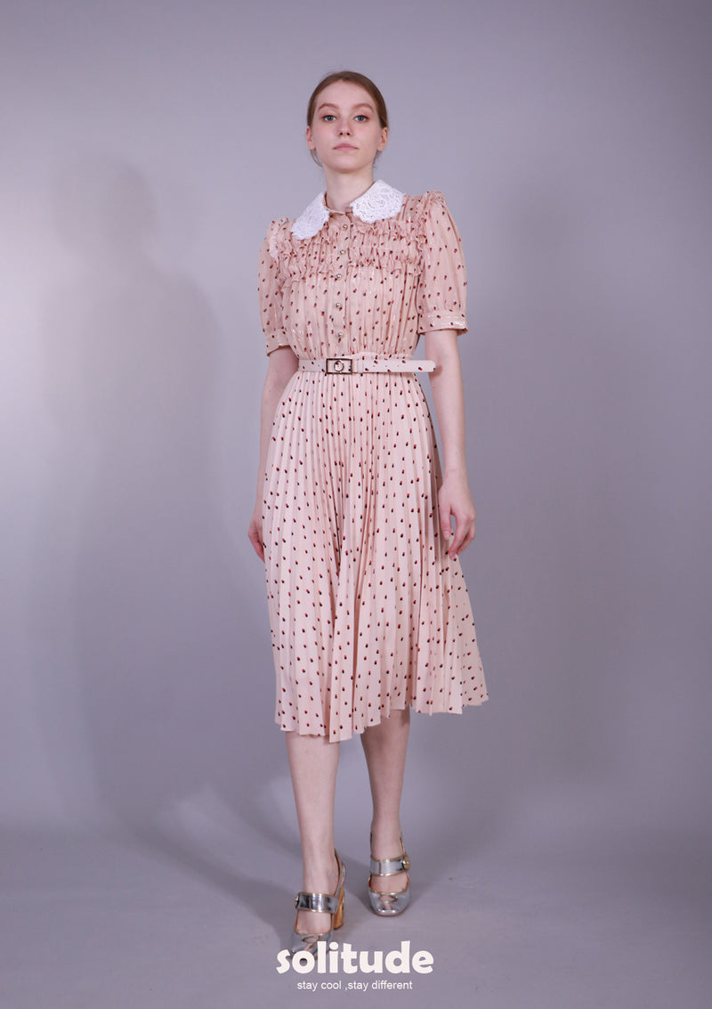 LACE COLLAR DRESS WITH BELT SET