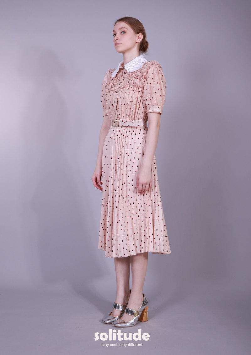 LACE COLLAR DRESS WITH BELT SET