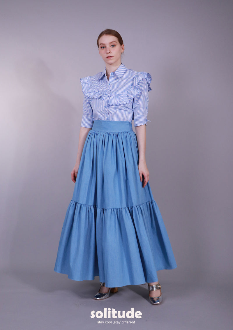 RUFFLES STRIPED SHIRT