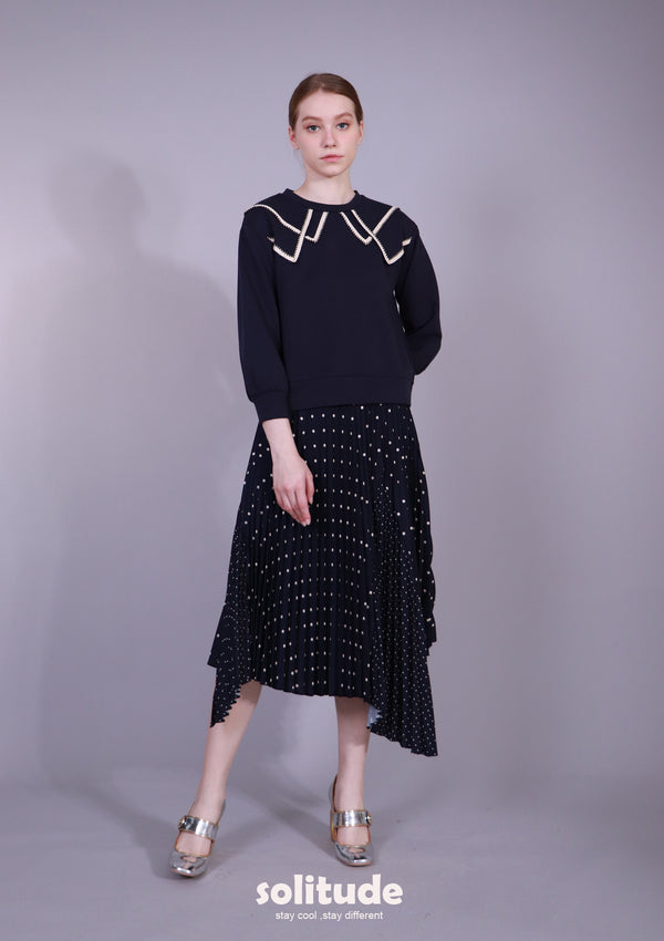 DOT PLEATED SKIRT
