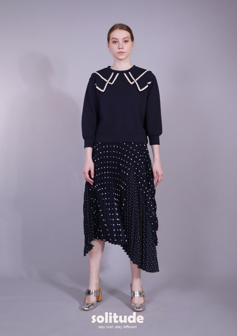 DOT PLEATED SKIRT