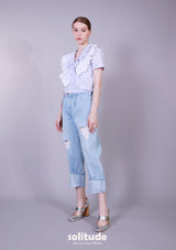 PURPLE RUFFLES WOVEN TOP