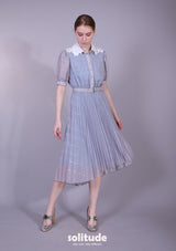 LACE COLLAR TRIMMED DRESS WITH BELT SET