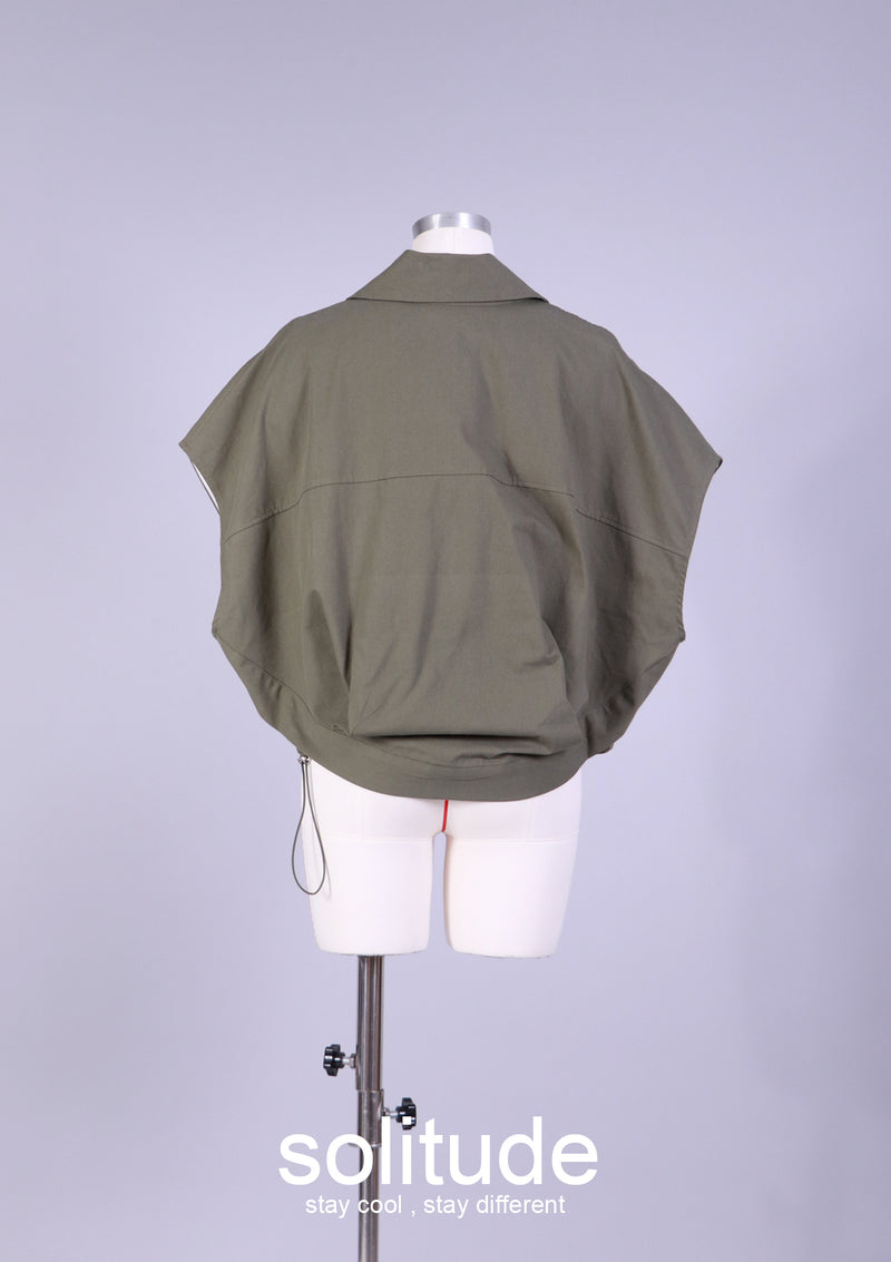 Sleeveless Army Green Jacket
