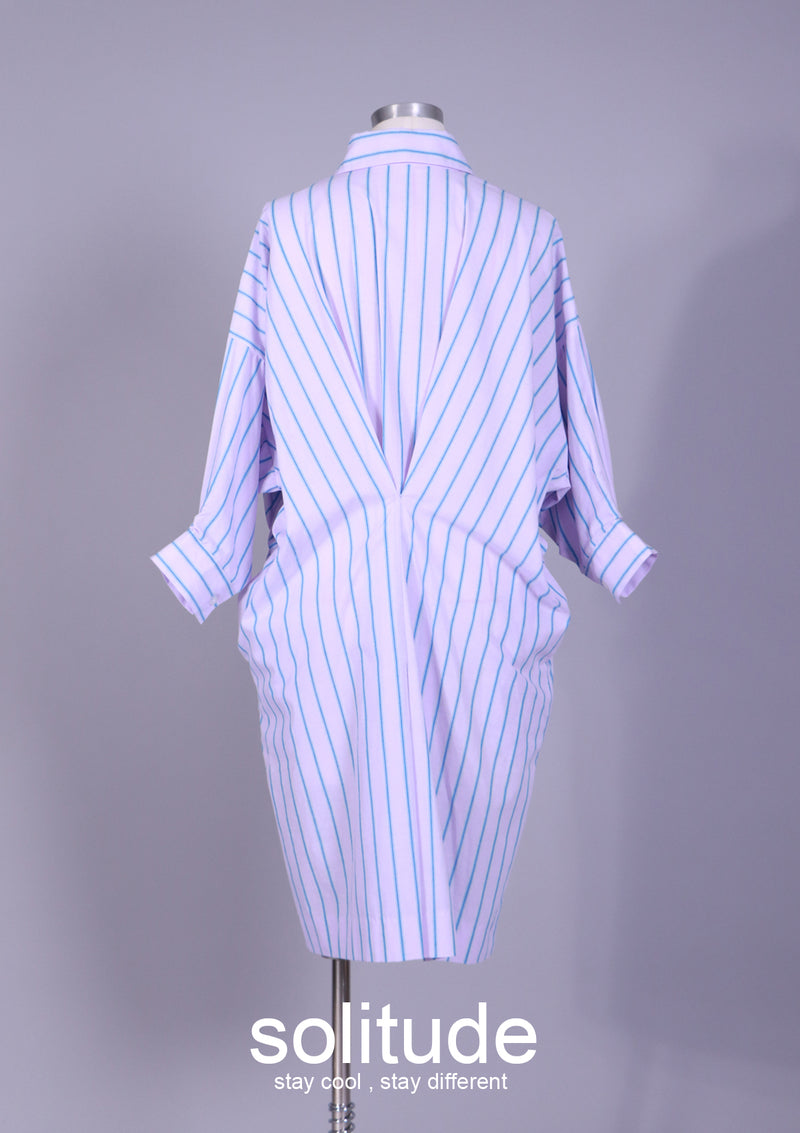 Purple Striped Shirt Dress