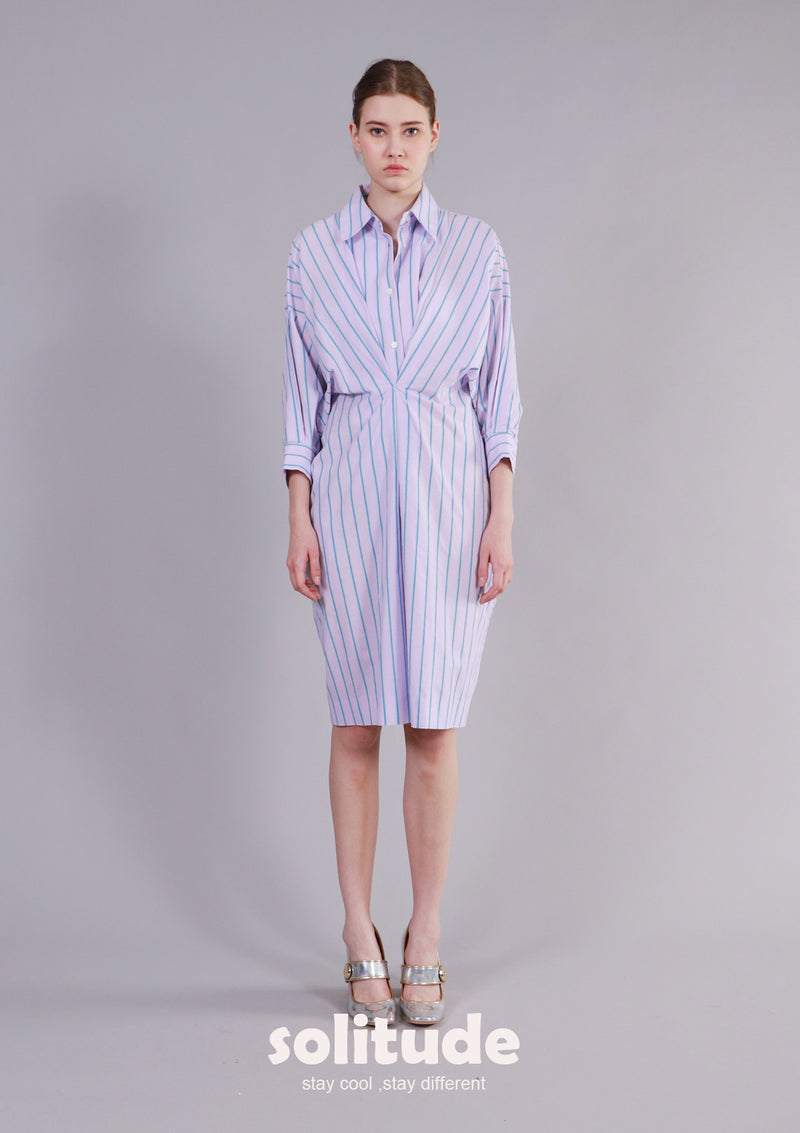 Purple Striped Shirt Dress