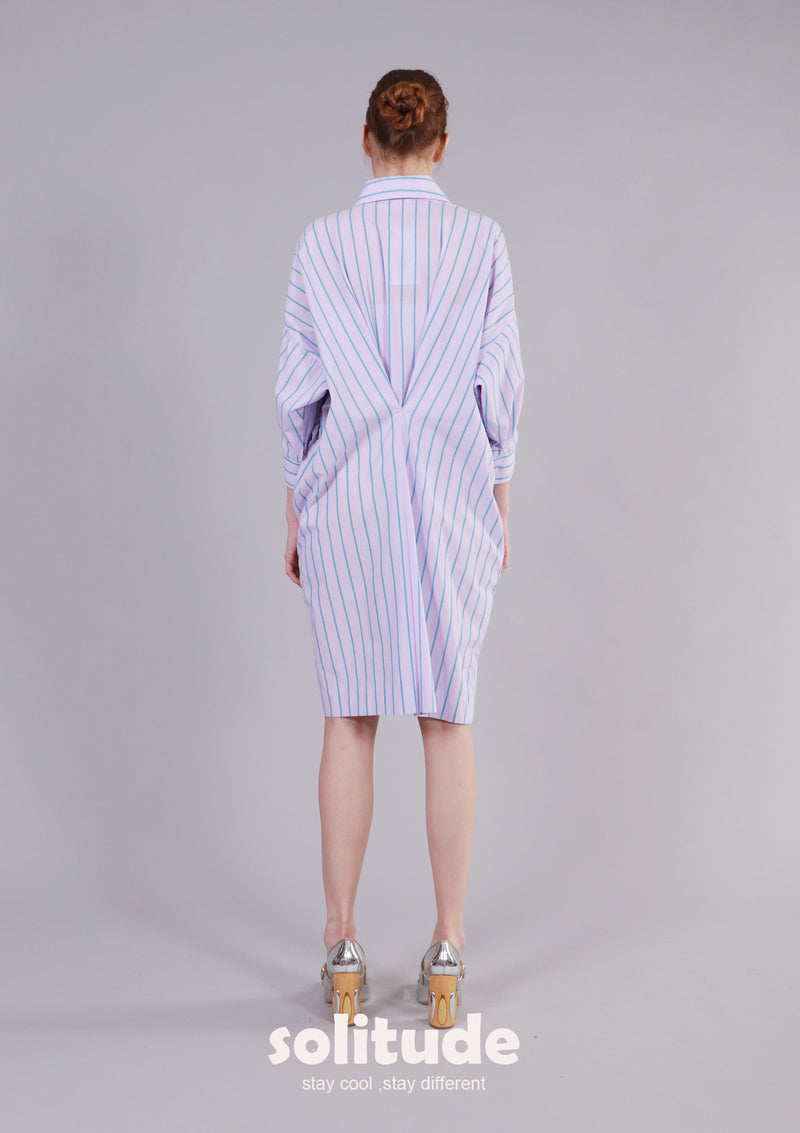 Purple Striped Shirt Dress