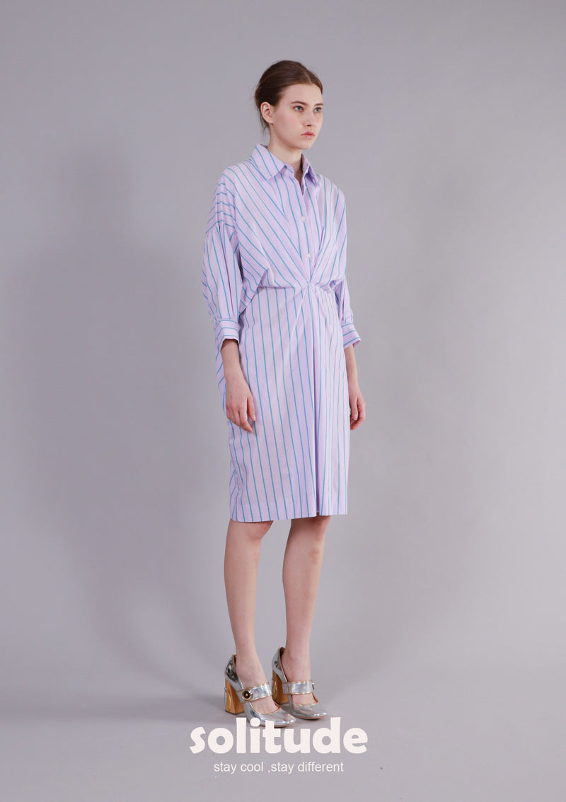 Purple Striped Shirt Dress