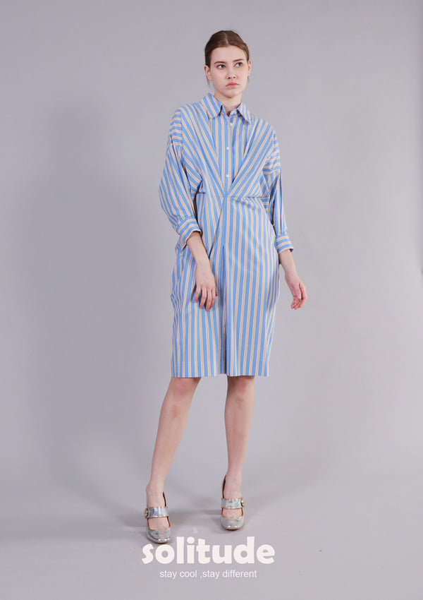 Blue Striped Shirt Dress