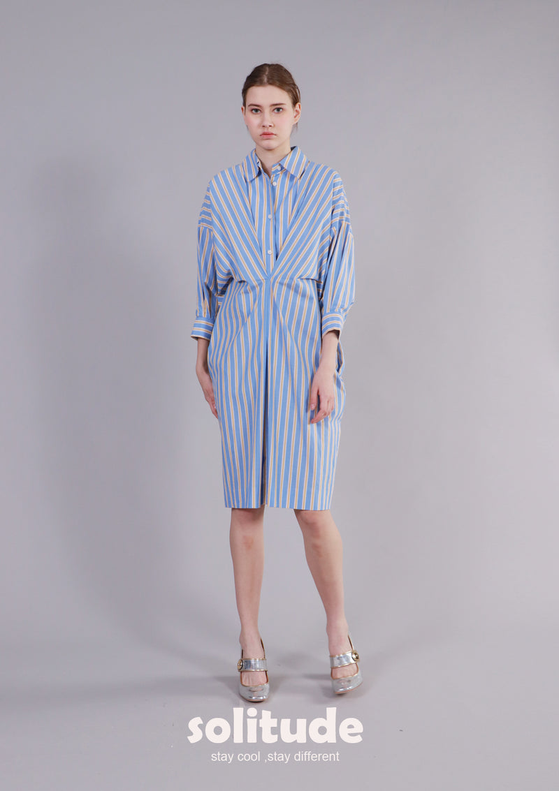 Blue Striped Shirt Dress