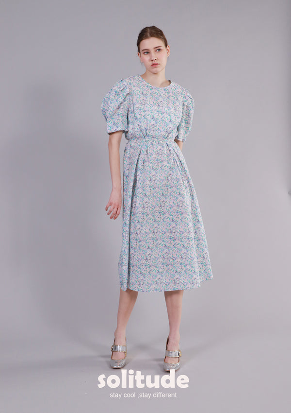 Blue Floral-print Dress