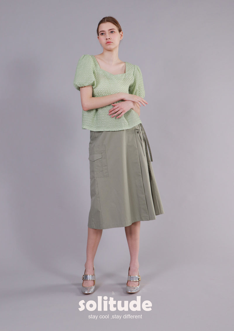 Green Pocket Woven Skirt