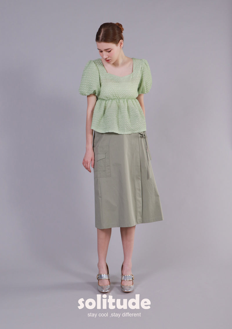 Green Pocket Woven Skirt
