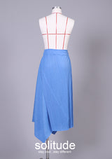 Blue Pleated Knit Skirt
