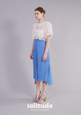 Blue Pleated Knit Skirt