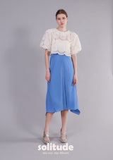 Blue Pleated Knit Skirt