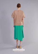 Green Pleated Knit Skirt