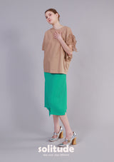 Green Pleated Knit Skirt