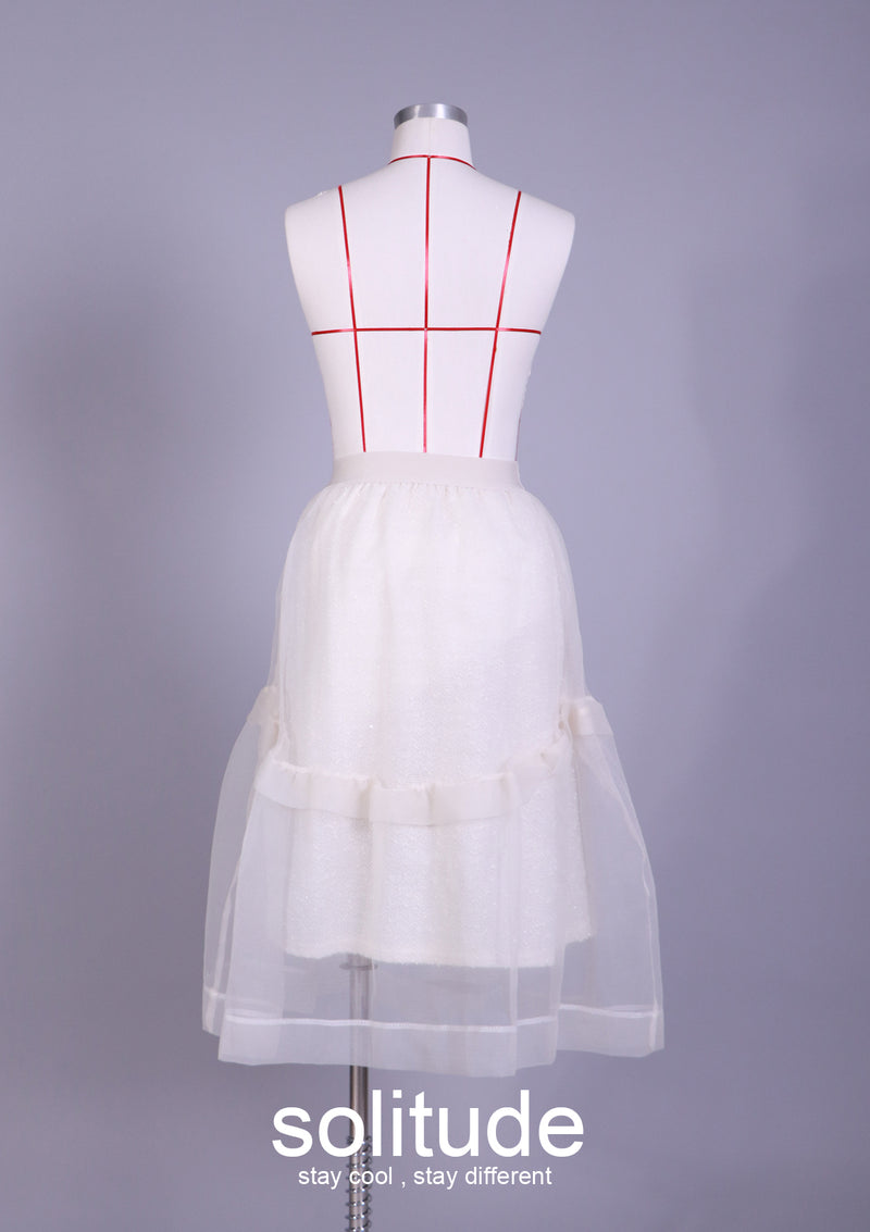 White Layered Tulle Skirt