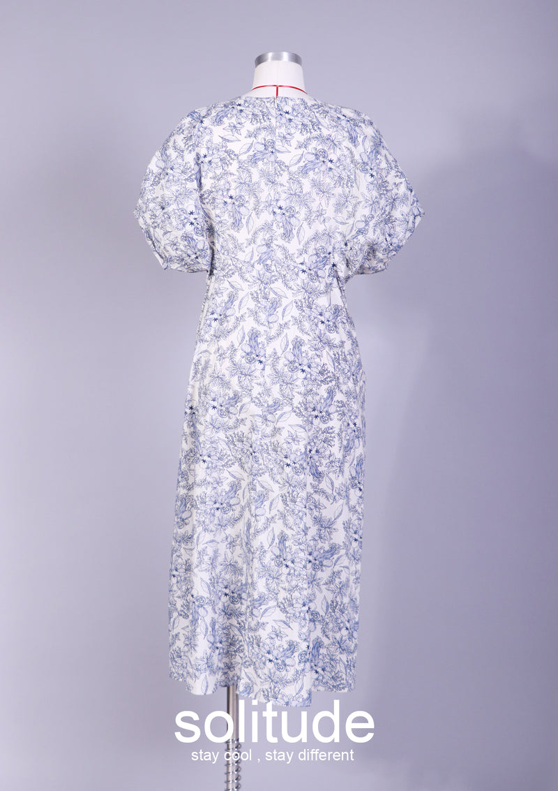 Blue Floral-print Dress