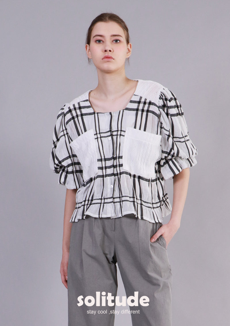 White Checked Top