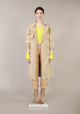 Mixed Fabric Trench Coat
