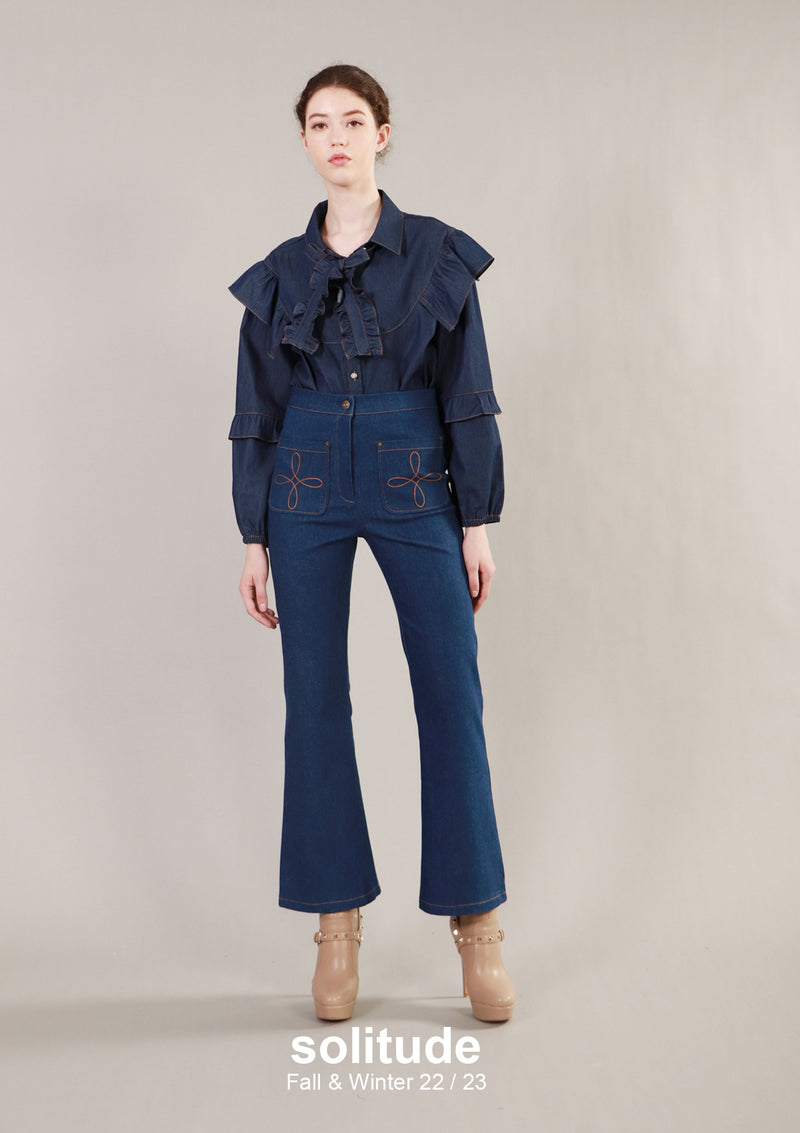 Ruffles Denim Shirt
