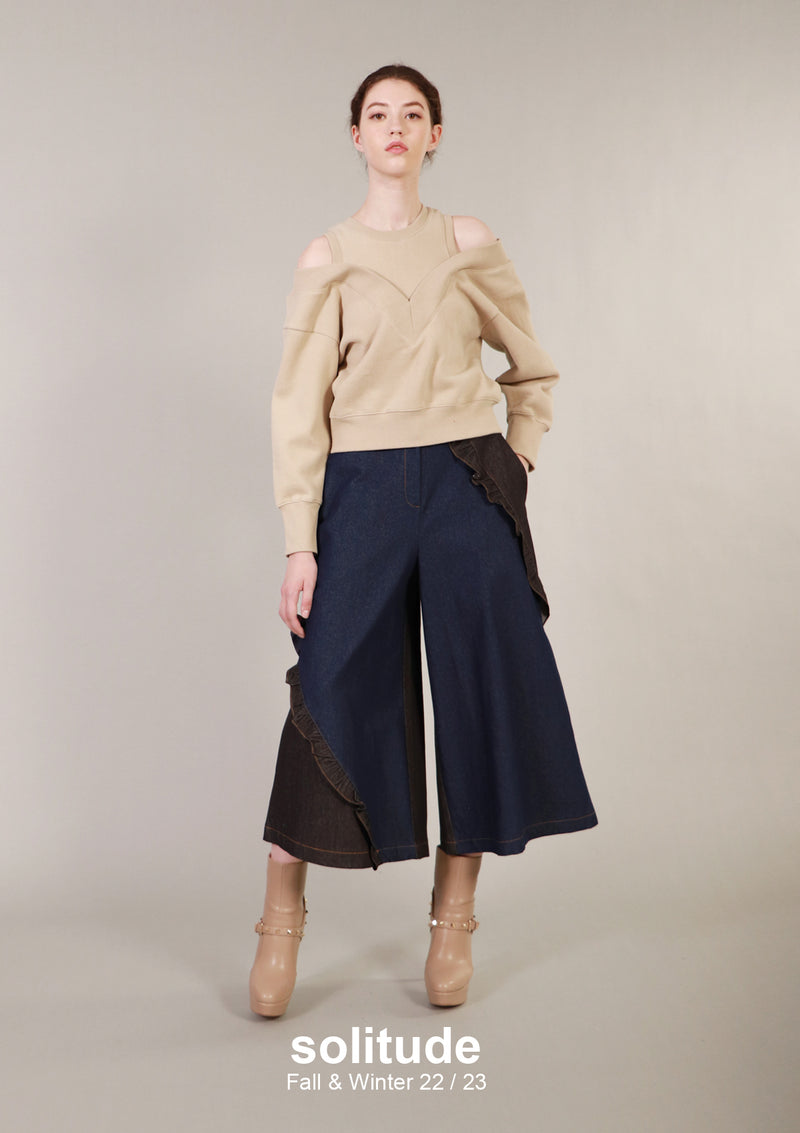 Ruffles Dark Denim Pants