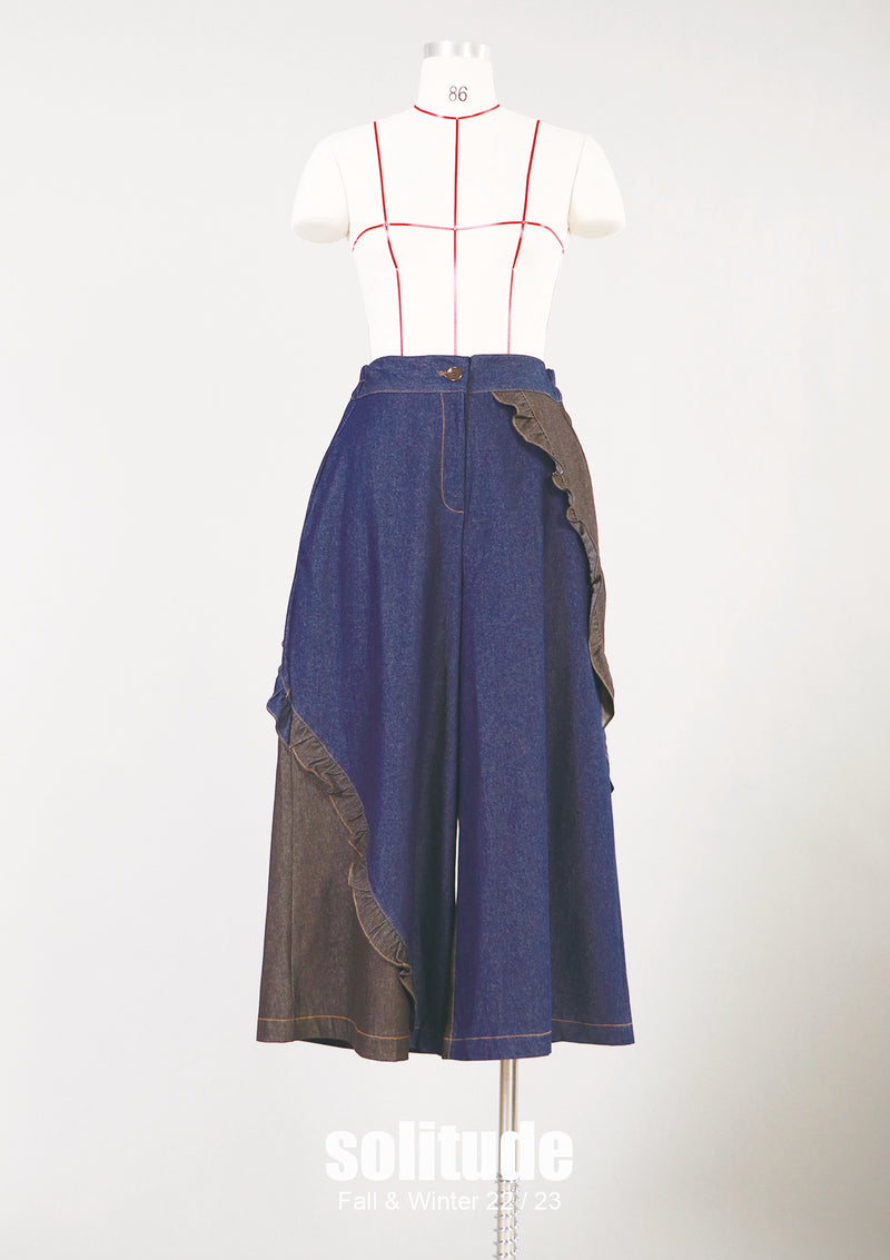 Ruffles Dark Denim Pants