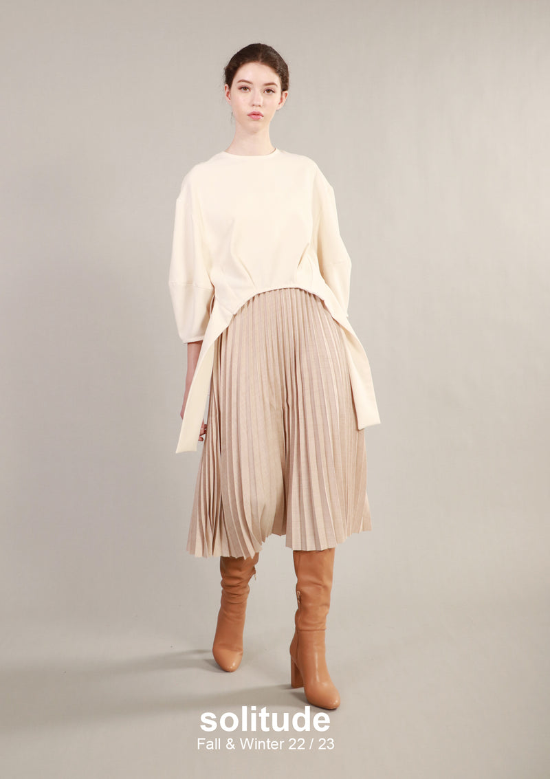 Beige Pleated Skirt