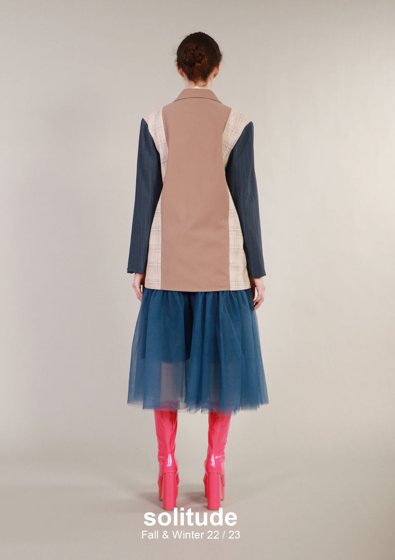 Mxied Fabric Blazer