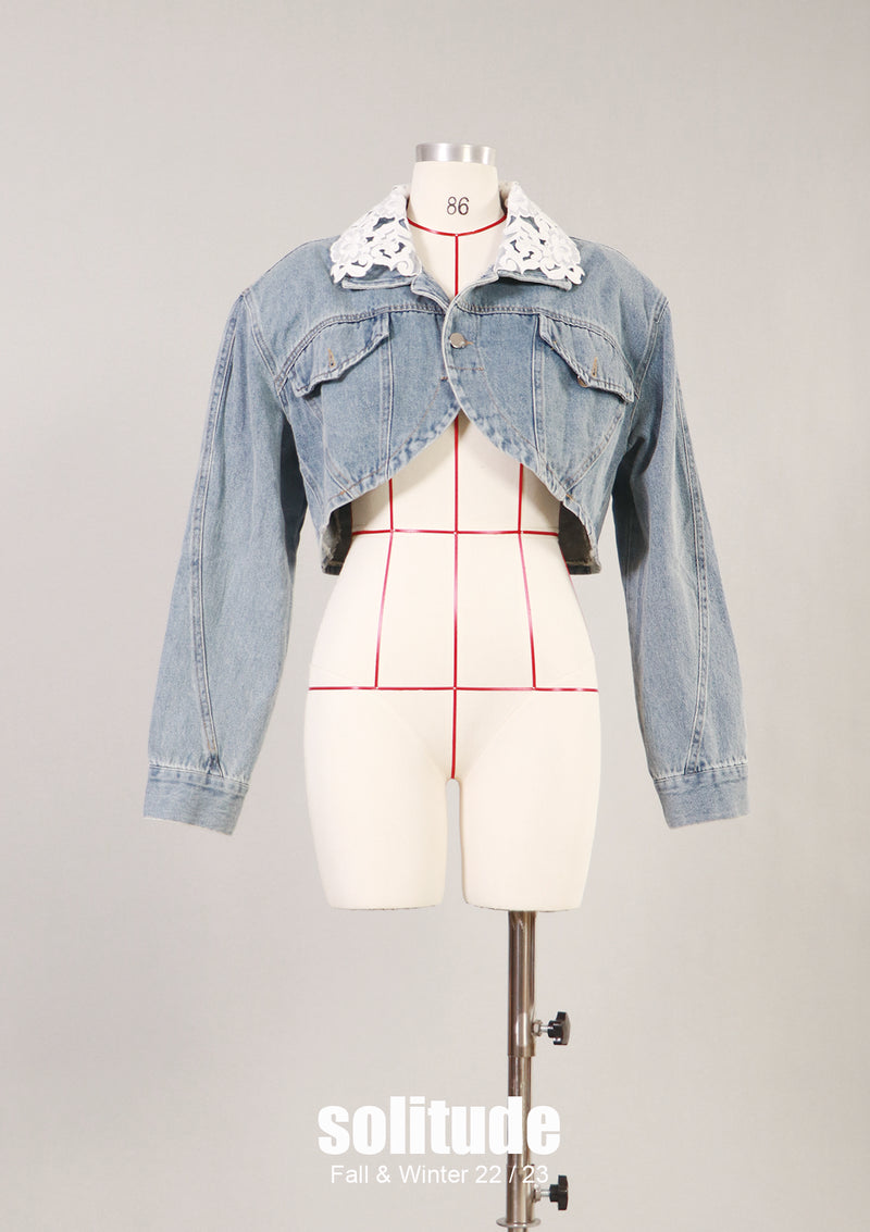Lace Collar Denim Jacket