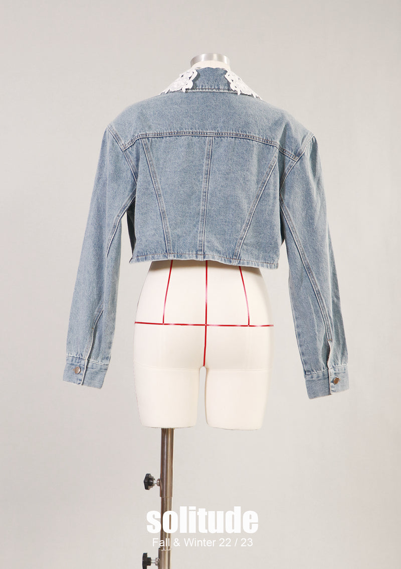 Lace Collar Denim Jacket