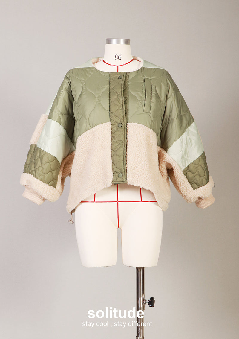Army Quilted Crop Jacket