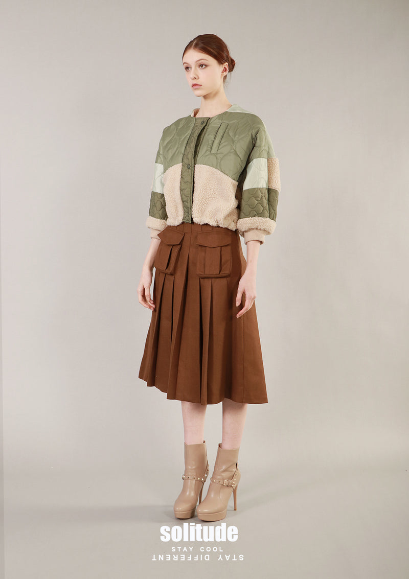 Army Quilted Crop Jacket