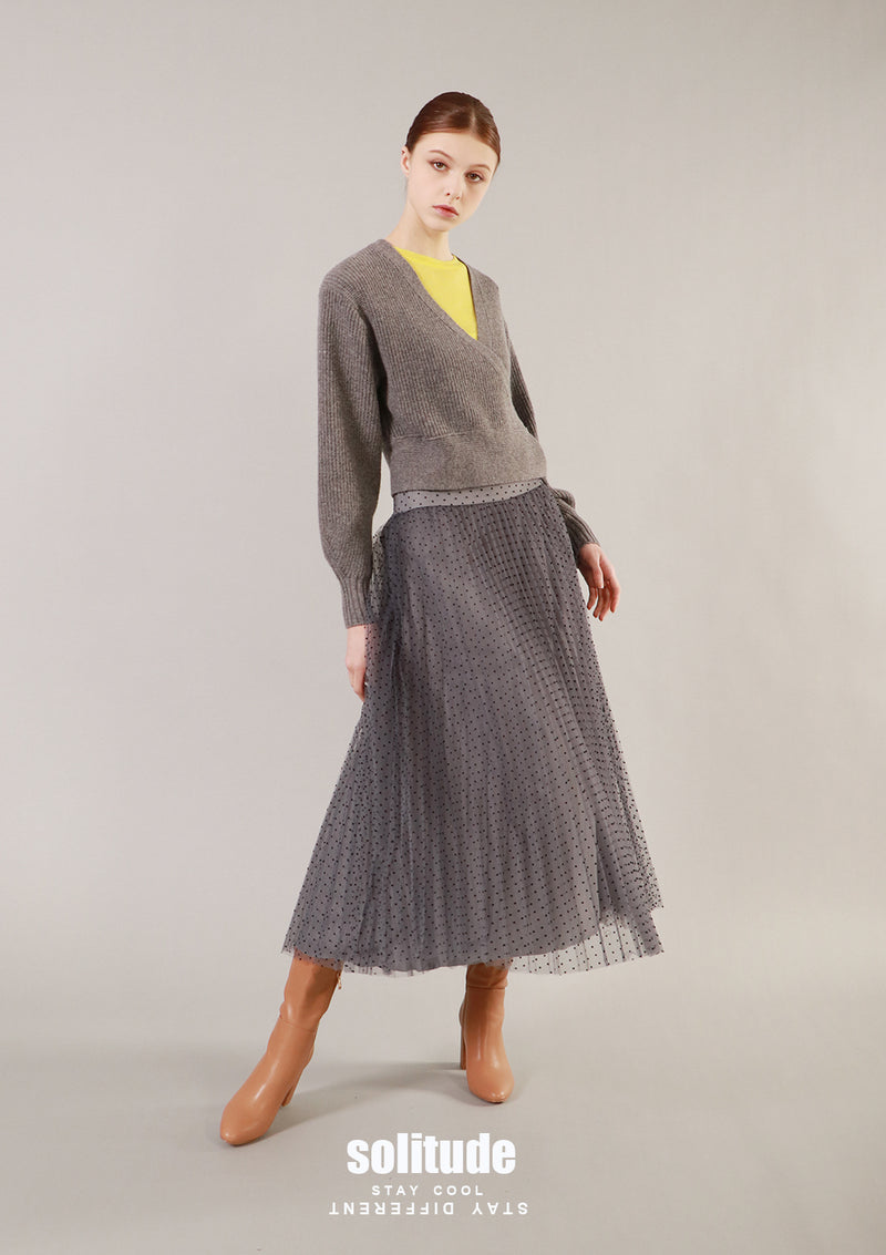 Grey Printed Tulle Skirt