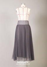 Grey Printed Tulle Skirt