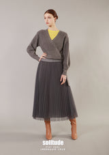 Grey Printed Tulle Skirt