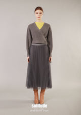 Grey Printed Tulle Skirt