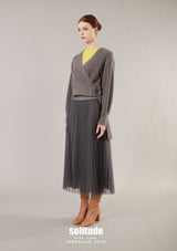 Grey Printed Tulle Skirt