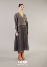 Grey Printed Tulle Skirt
