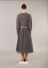 Grey Printed Tulle Skirt
