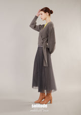 Grey Printed Tulle Skirt